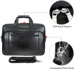 Compalo Men's Solid Thick Full Grain Leather 17.3" Laptop Briefcase Classic Messenger Bag Fit Business Travel - Image 4